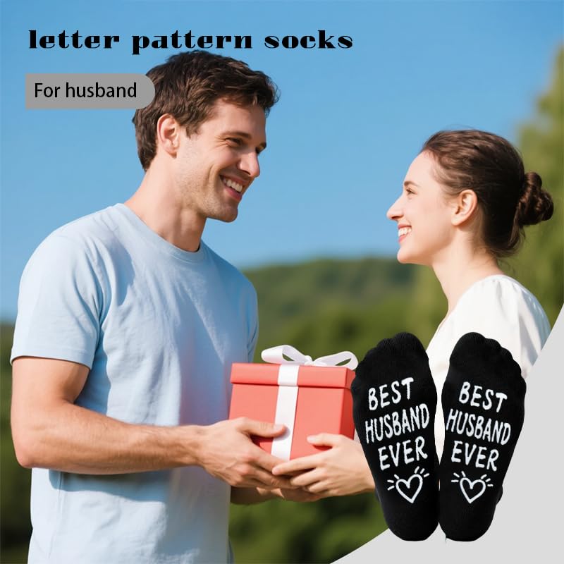 Sudaporn Husband Sock Gifts for Him Hubby Anniversary Birthday Christmas Gifts from Wife Wifey, Hubby Crew Socks for Father Day Gift Husband Soft Sock Christmas Xmas Stocking Stuffer - Medaid International