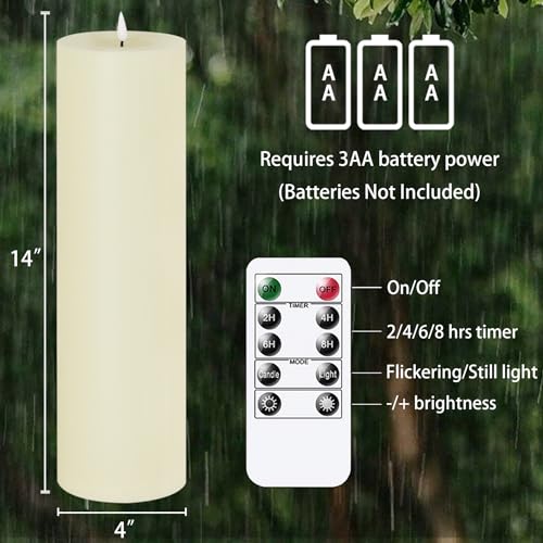 Zevanor - Waterproof Flameless LED Pillar Candle with Remote & Timer, 420 Hours