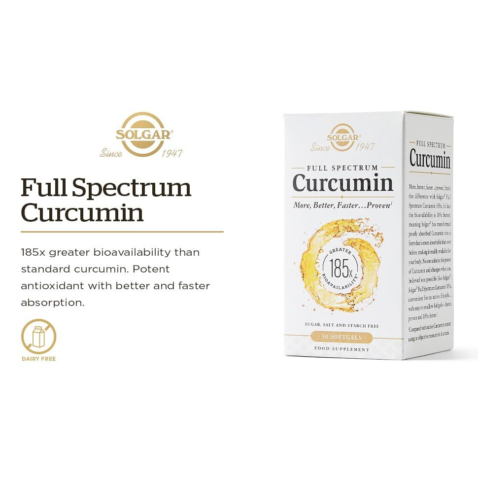 Solgar Full Spectrum Curcumin - 90 LiCaps - Superior Absorption - Brain, Joint & Immune Health - Non-GMO, Vegan, Gluten Free, Dairy Free - 90 Servings - Medaid International