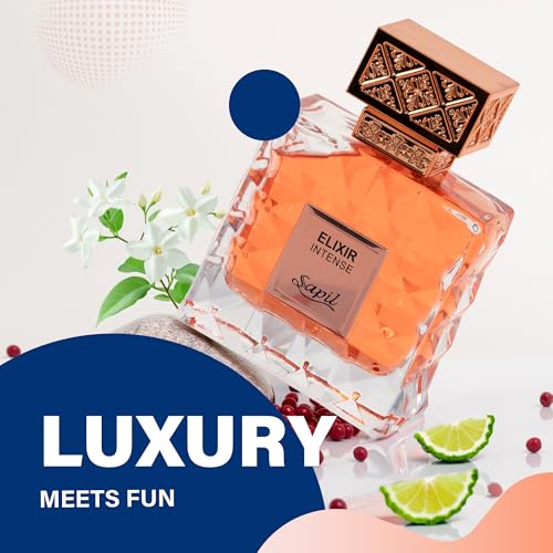 Sapil Elixir Intense Unisex Eau De Parfum – Fresh Spicy Rose Blend with Vanilla & Amber – Long-Lasting Premium Arabic Perfume for Men & Women – 3.38 oz - Medaid International