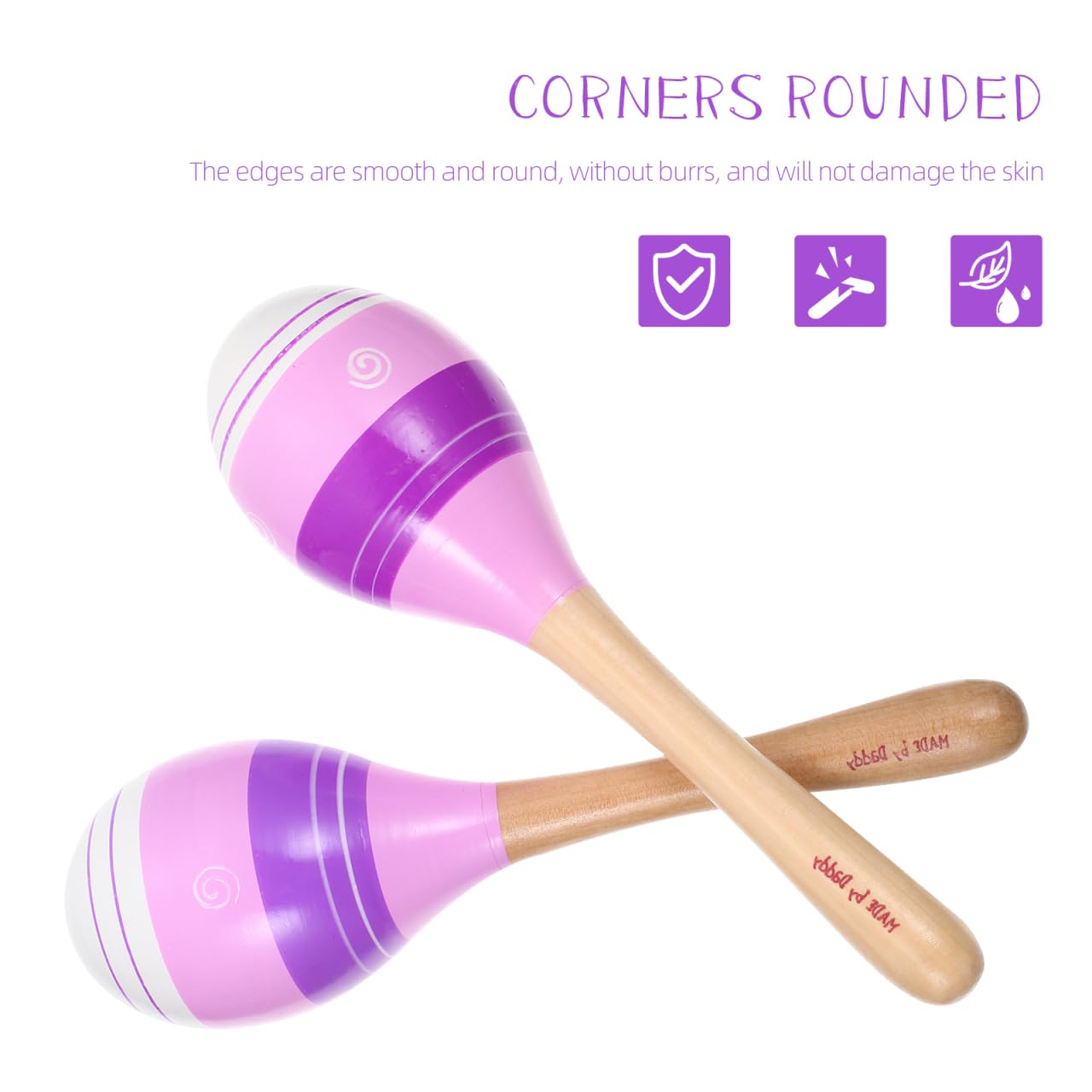 Vaguelly 2Pcs Maracas Children Wood Rumba Shakers Rattle Hand Striped Carnival Maracas Musical Playthings Kids Educational Shaker Sand Hammers with Rhythm for Party Games for age 3+ - Medaid International