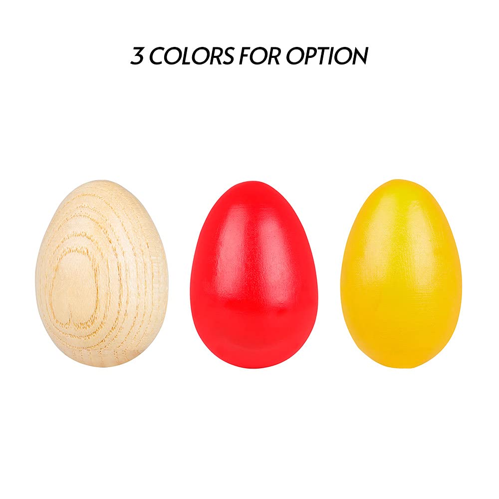 Wooden Maracas Egg Shakers Musical Percussion Instrument Eggs 2pcs Beige - Medaid International