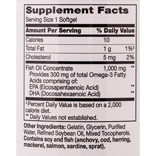 21st Century Fish Oil 1000 mg Softgels, 300 Count - Medaid International