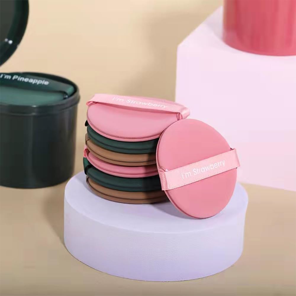 1 Box of 7 Cosmetic Puff Set with Box Water Drop Round Double Side Face Makeup Sponge Beauty Washable Powder Makeupup Tool (Round Pink) - Medaid International