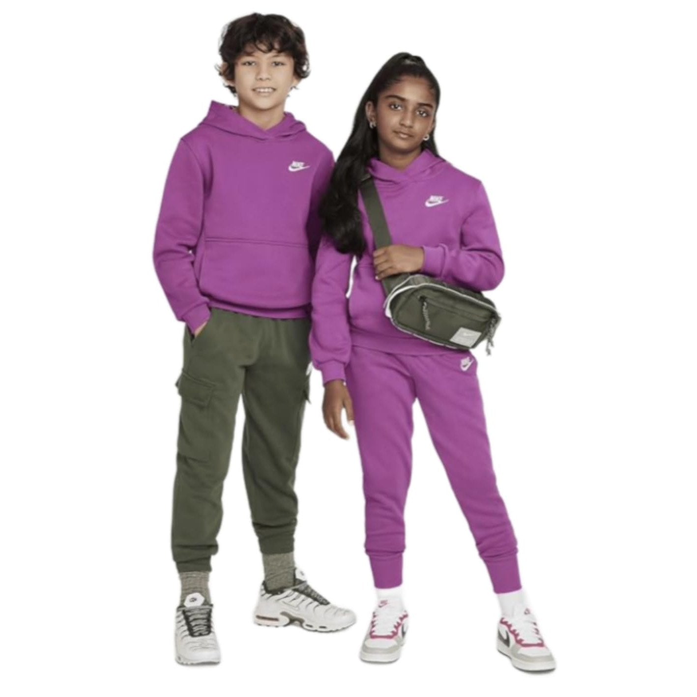 Nike Sportswear Club Fleece Pullover Hoodie (Little Big Kid), Hot Fuchsia/White - Medaid International