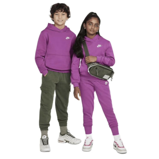 Nike Sportswear Club Fleece Pullover Hoodie (Little Big Kid), Hot Fuchsia/White - Medaid International