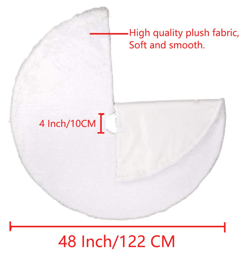 AISENO 48 Inch White Faux Fur Christmas Tree Skirt, Luxury Plush Tree Base Cover for Holiday Party and Home Christmas Decor - Medaid International