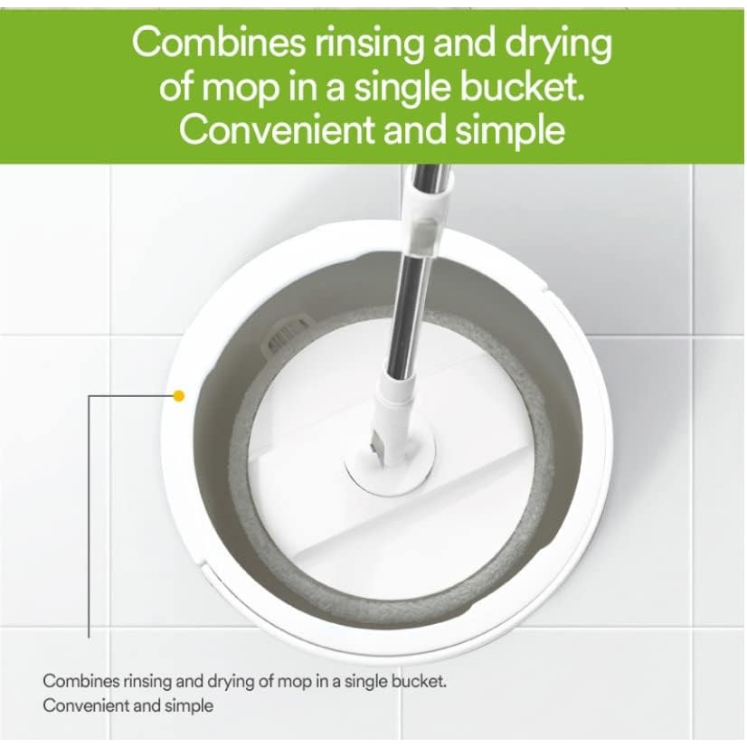 Scotch-Brite 2-in-1 Bucket Spin Mop Set (Includes: mop with Stick, Bucket, mop Refill) | 360 Easy All-Around Cleaning | Cleaning Mop | rinsing and Drying in a Single Bucket | Floors | 1 Set/Pack - Medaid International