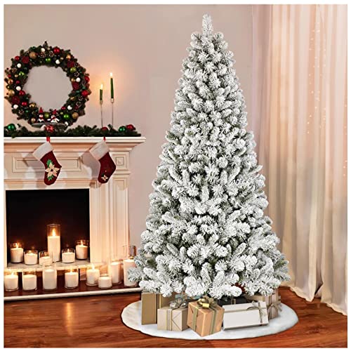 4/5/6/7FT Artificial Christmas Tree, Premium Spruce Snow Flocked Artificial Holiday Xmas Tree, Rich Branch Tips, Metal Stand, Christmas Decoration for Home, Office, Party,120cm/4ft - Medaid International