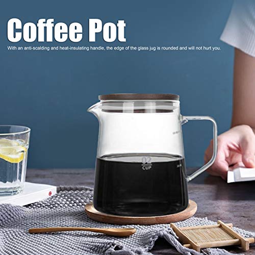 Lybunair - Heat Resistant Glass Coffee Pot with Lid, Insulated Handle, 500ml