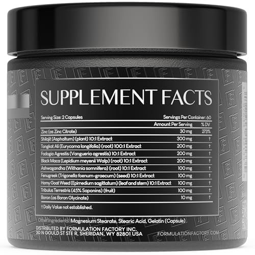 Formulation Factory Self Obsessed 10 in 1 Masculinity Maximizer Supplement, Shilajit for Men, Tongkat Ali, Ashwaganda, Fenugreek Muscle Growth, Energy, Drive, Strength, Recovery 2 Month (Pack of 1) - Medaid International