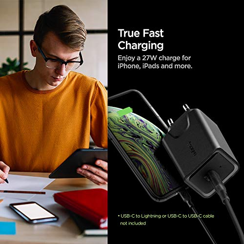 Spigen - 27W PD USB C Charger for Fast Charging, Compatible with iPhone & Galaxy