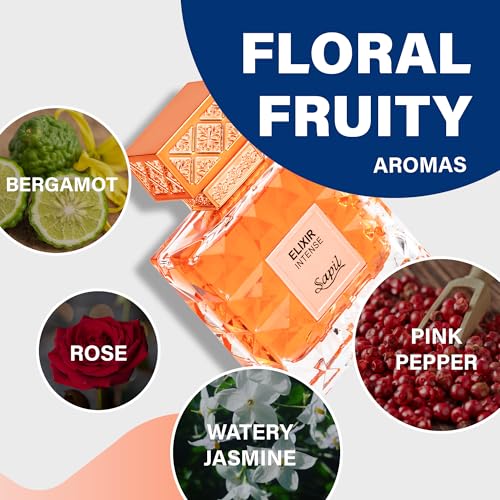 Sapil Elixir Intense Unisex Eau De Parfum – Fresh Spicy Rose Blend with Vanilla & Amber – Long-Lasting Premium Arabic Perfume for Men & Women – 3.38 oz - Medaid International