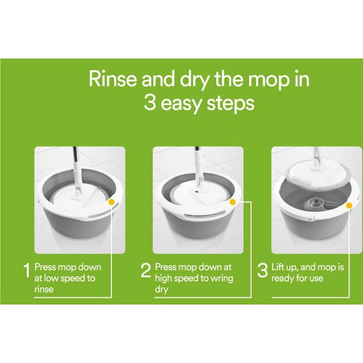 Scotch-Brite 2-in-1 Bucket Spin Mop Set (Includes: mop with Stick, Bucket, mop Refill) | 360 Easy All-Around Cleaning | Cleaning Mop | rinsing and Drying in a Single Bucket | Floors | 1 Set/Pack - Medaid International