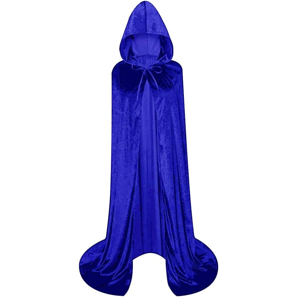 Unisex Full Length Hooded Robe Cloak Long Velvet Cape Cosplay Costume - Medaid