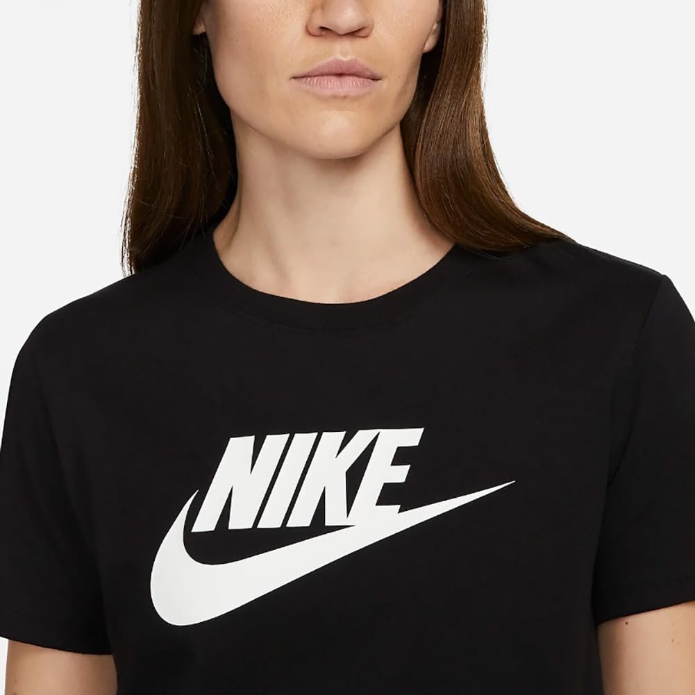 Nike Women's Sportswear Essentials Logo T-Shirt, Black/White, Large - Medaid International