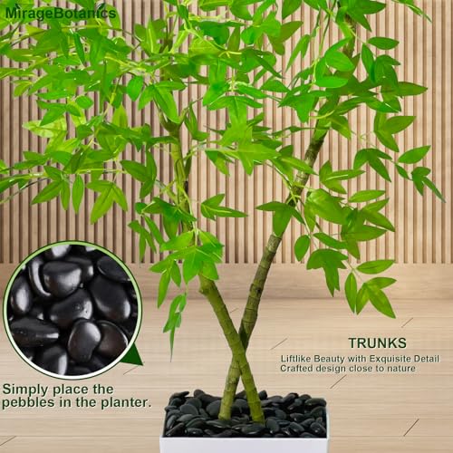5ft Artificial Bamboo Tree, Fake Nandina Tree, Faux Nantian Bamboo Bonsai with White Planter, for Home Office Mall Exhibition Hall Living Room Garden Balcony Entryway Dining Room - Medaid International