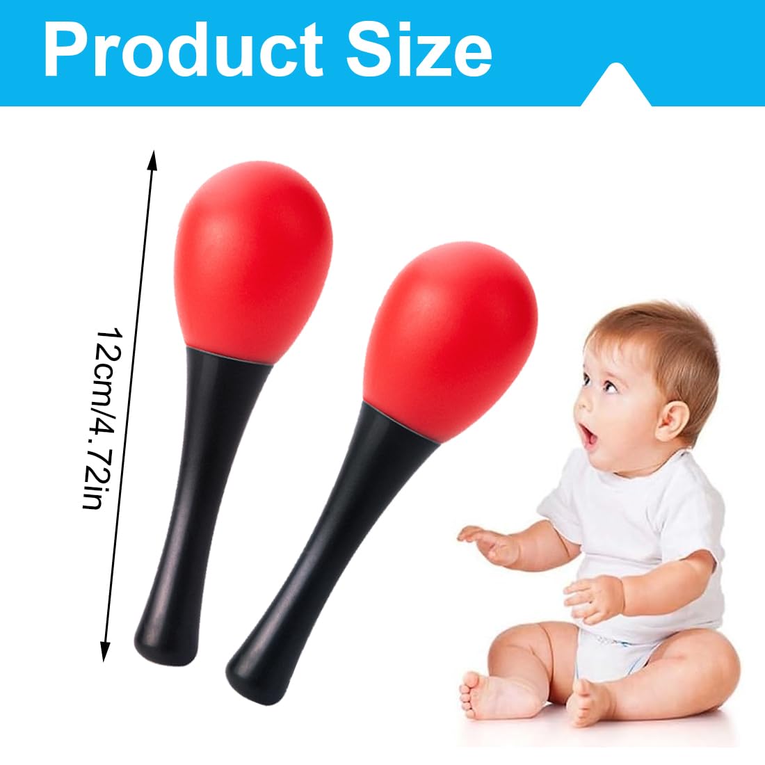 GXGM 3 Pairs Oval Maracas Musical Instrument Percussion Hand Rattle Oval Maracas for Children Instrument Percussion Shake (Red, Blue and Pink) - Medaid International