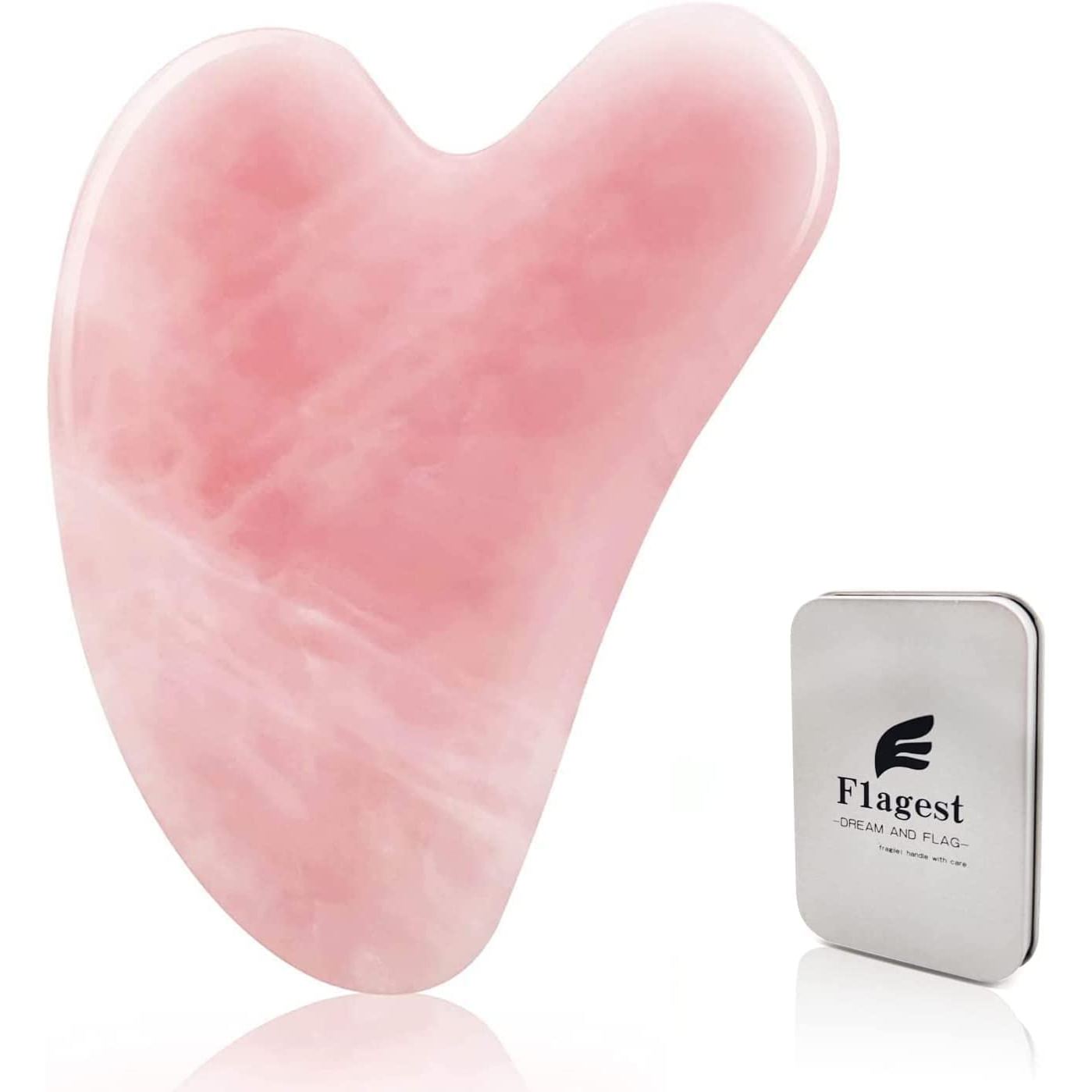 Gua Sha Rose Quartz Massage Tool, Facial Tool for Scraping and SPA Acupuncture Therapy, Heart Shape Trigger Point Treatment on Face (Rose Quartz) - Medaid International