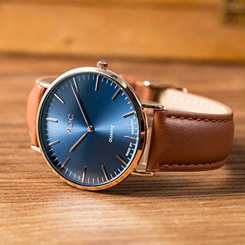 Infantry - Minimalist Ultra Thin Quartz Watch with Genuine Leather Strap
