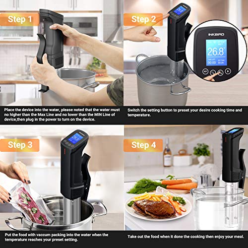 Update Inkbird WIFI Sous Vide Machine ISV-100W| 1000 Watts Sous-Vide Cooker Immersion Circulator with 14 Preset Recipes on APP and Thermal Immersion, Fast-Heating with Timer |Best Gifts - Medaid International