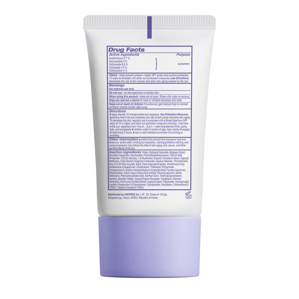 ISNTREE Onion Newpair Sunscreen 50ml, 1.69 fl.oz | SPF 40 | Korean Skincare | Hydrating Sun Protector | Evens Skin Tone | Purple Sunscreen | Broad Spectrum - Medaid International