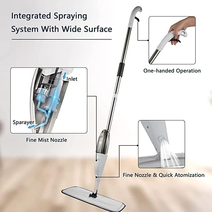 AWH 360° Spray Mop Floor Cleaner with 500ml Bottle – Wet Dry Microfiber Mop for Tile, Hardwood, Laminate, Kitchen, Wood & Ceramic Floor Use - Medaid International