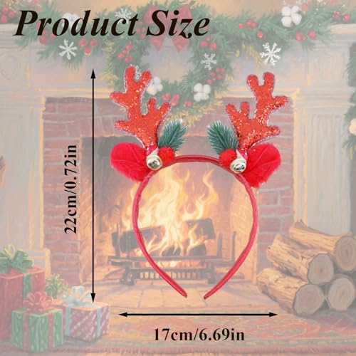 1 Pcs Christmas Headbands Glitter Elk Antlers Cute Xmas Holiday Party Gift Party Accessories for Women and Girls(red) - Medaid International