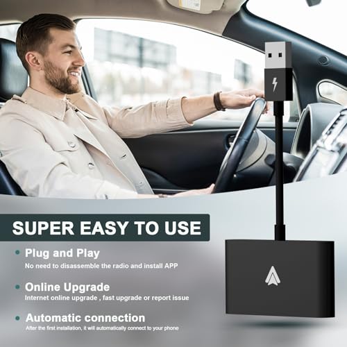 Aumotop - Wireless Android Auto Carplay Adapter, Plug & Play, Converts Wired to Wireless