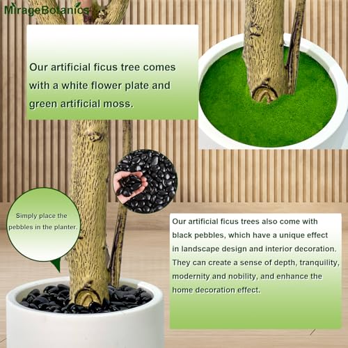 6ft Fiddle Leaf Fig Tree Artificial - Faux Ficus Lyrata Plant with Realistic Leaves in White Planter, Indoor Outdoor Fake Tree for Home Office Living Room Decor - Medaid International