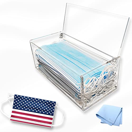 Creative Planet - Mask Dispenser, Hygienic Acrylic Mask Holder and Storage Box, High Clarity Mask Case for Home Office Car, Transparent Acrylic Container - Medaid International