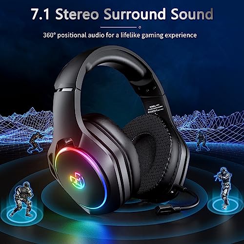 Tatybo - 2.4GHz Wireless Gaming Headset with Detachable Mic, 20hr Battery