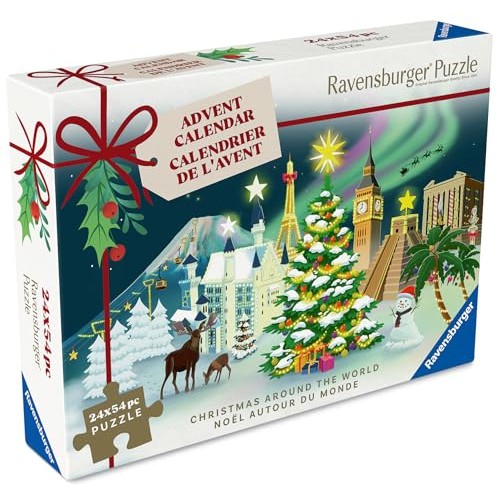 Ravensburger - Holiday Puzzle Advent Calendar - 24 Mini Jigsaw Puzzles with 1000+ Pieces - Unique Winter Scenes for Daily Christmas Surprises - Premium Quality - Ages 12+ - Medaid International
