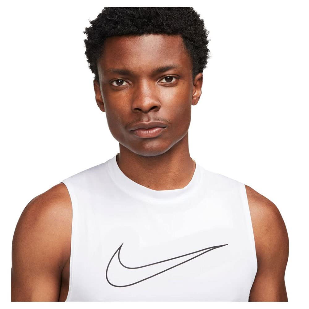 Nike Pro Dri-FIT Men's Tight Fit Sleeveless Tank Top (XX-Large, White) - Medaid International