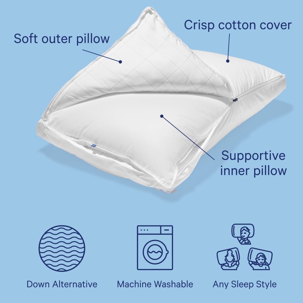 Casper Original Pillow for Sleeping, King, White, Two Pack - Medaid International