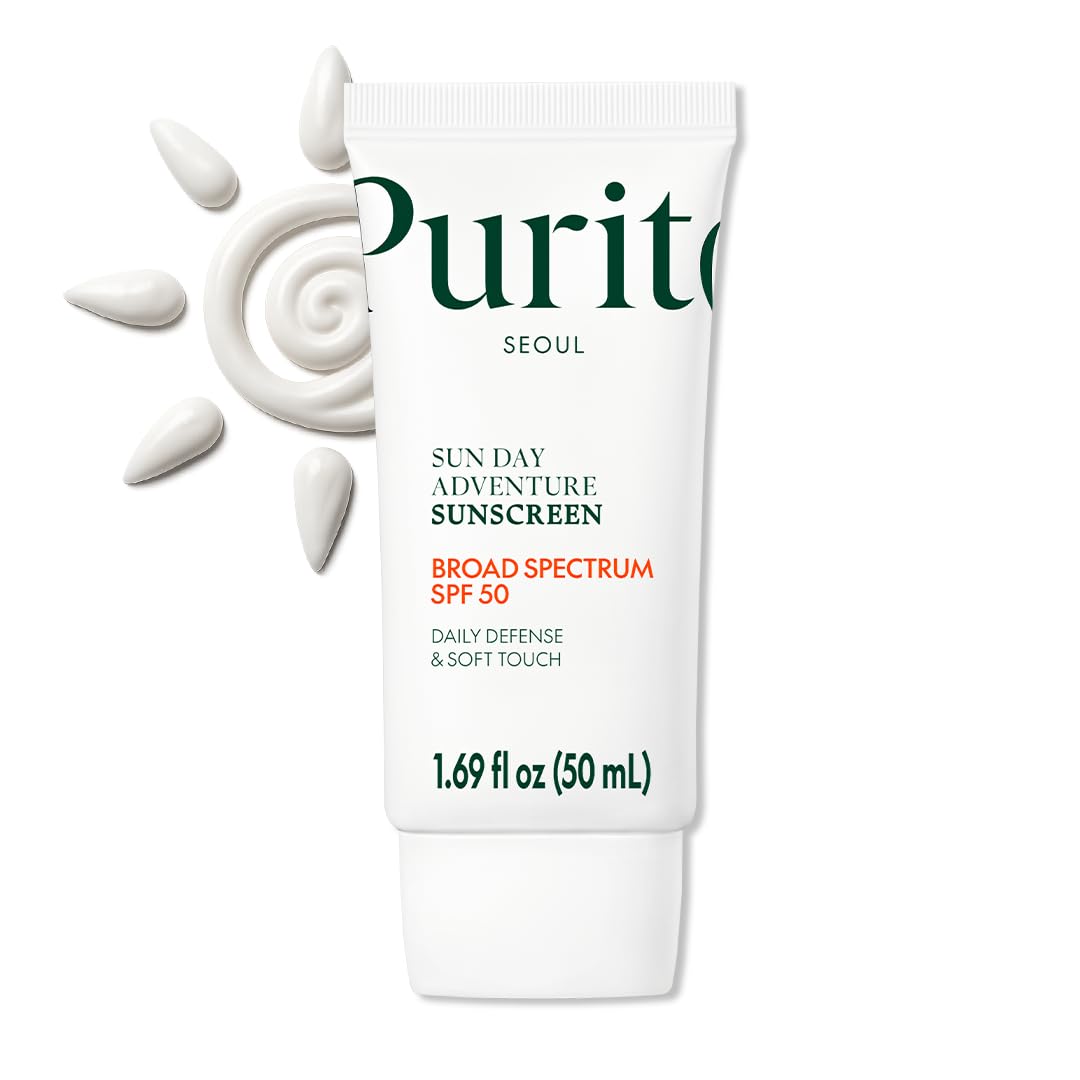 PURITO Sun Day Adventure Korean Sunscreen Smoothest and Lightest Texture Broad Spectrum SPF 50 UVA & UVB Protection No White Cast Oil Free For All Skin Types Vegan Daily Skin Care 50ml, 1.69 fl.oz - Medaid International