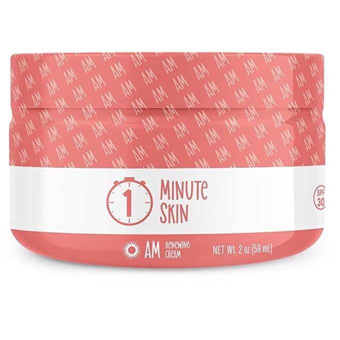 1 MINUTE SKIN AM Collagen Eye and Face Cream w/Zinc Oxide Sunscreen - Anti-Aging Lift - First All Natural Recipe to aid Glow, Renewal & Moisturize - Advanced Beauty Serum - 2 Oz (59 ml) - Medaid International