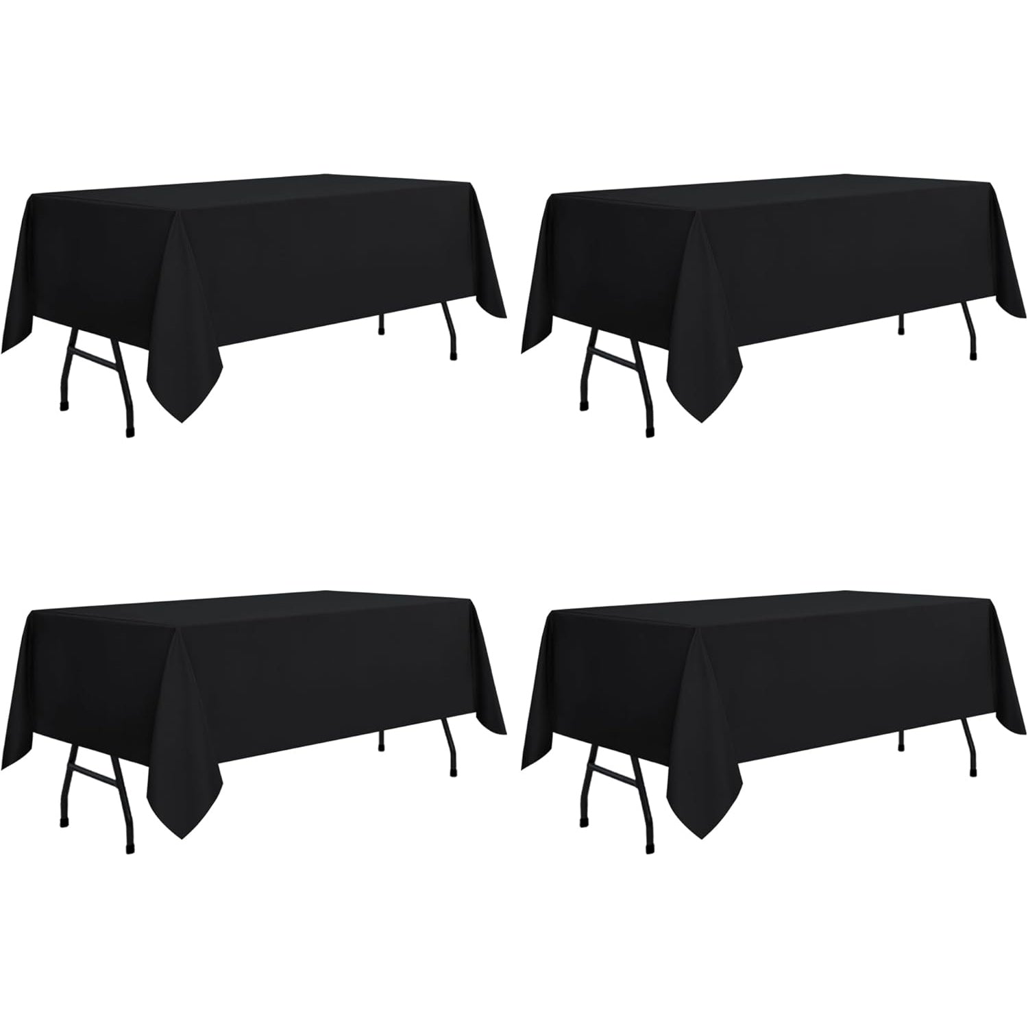 sancua Rectangle Tablecloth - 60 x 84 Inch - Stain and Wrinkle Resistant Washable Polyester Table Cloth, Decorative Fabric Table Cover for Dining Table, Buffet Parties and Camping, Black - Medaid - Lebanon