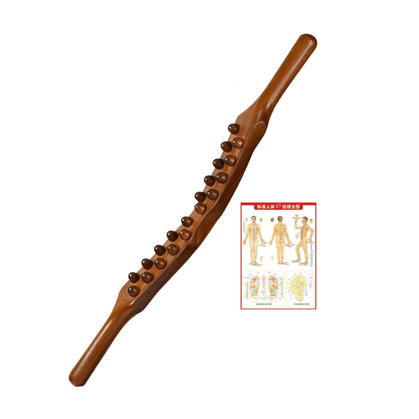 Amagogo Wooden Gua Sha Tools Double Row Manual Massage Tool with Acupressure Massage Points Wood Therapy Massage Tools Handheld Guasha Scraping Stick for Household SPA Salon Body Legs Back Shoulder - Medaid International