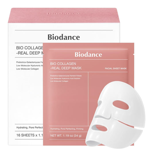 BIODANCE Bio-Collagen Real Deep Mask, Hydrating Overnight Hydrogel Mask, Pore Minimizing, Plumping, Elasticity Improvement, Korean Skincare, Stocking Stuffers for Teen Girls | 1.19oz(34g) x 16ea - Medaid International