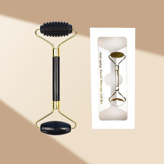 Thorn Stone Facial Massage Roller and Gua Sha Set Body Meridian Redness Skin Care Self Care for Men Women Massager for Face Eyes Neck Relieve Fine Lines Wrinkles Quartz Home Massage 1-Piece Black 2 - Medaid International