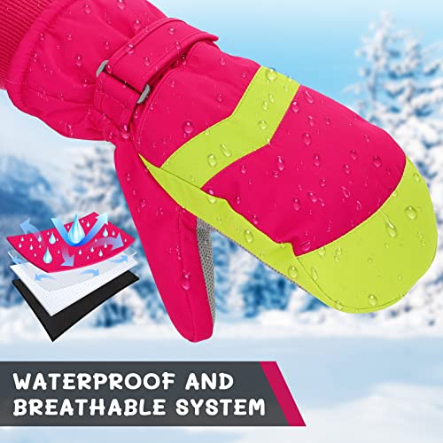 Homord - Waterproof Children's Ski Gloves, Warm Thinsulate Mittens for 4-14 Years