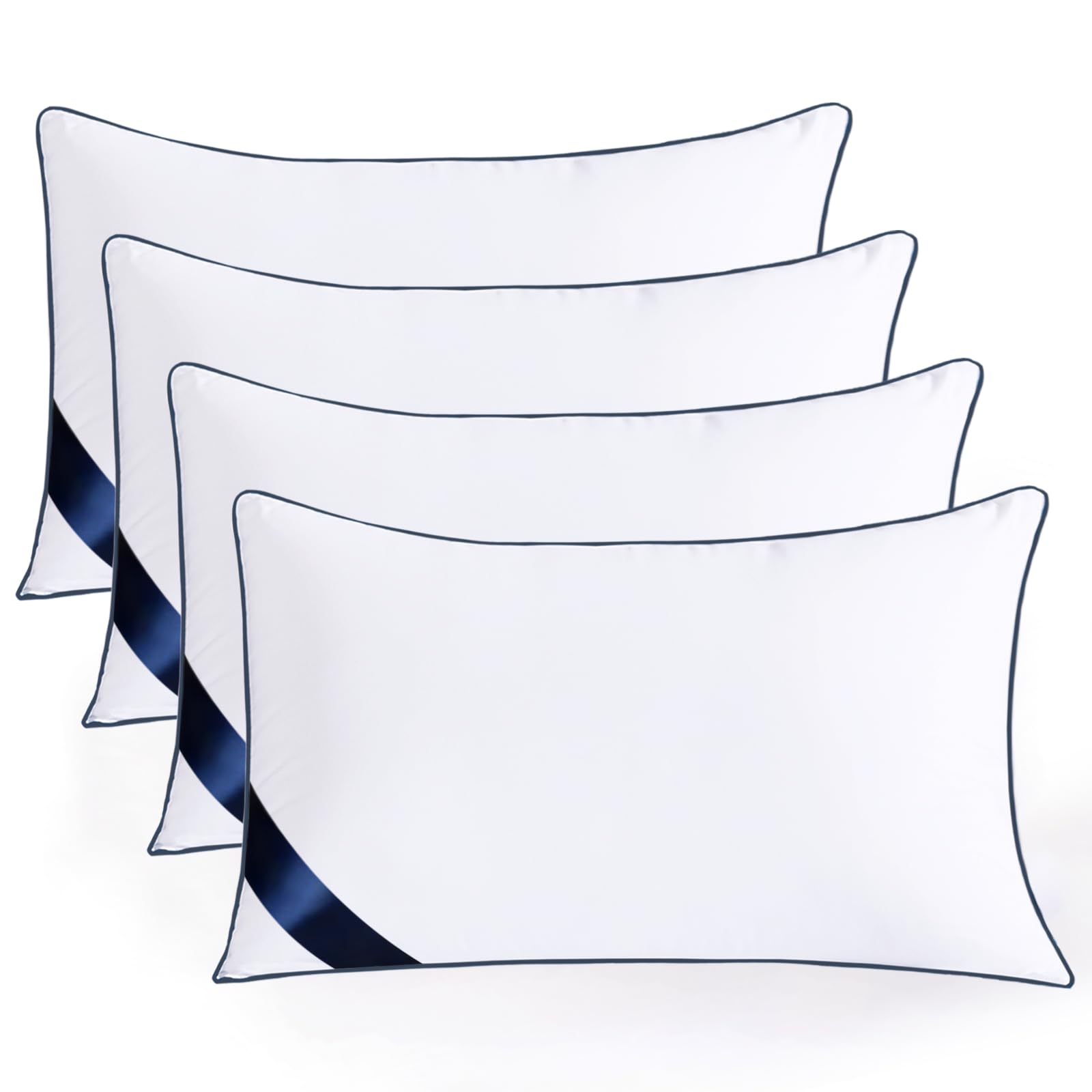 Pillows Standard Size Set of 4,Soft Microfiber Standard Pillows with Hollow Fiber,Hotel Quailty Bed Pillows for Sleeping 4 Pack for Back,Stoamch Sleeper - Medaid International