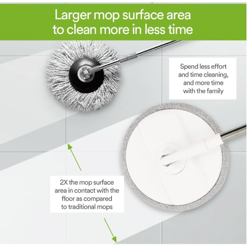 Scotch-Brite 2-in-1 Bucket Spin Mop Set (Includes: mop with Stick, Bucket, mop Refill) | 360 Easy All-Around Cleaning | Cleaning Mop | rinsing and Drying in a Single Bucket | Floors | 1 Set/Pack - Medaid International