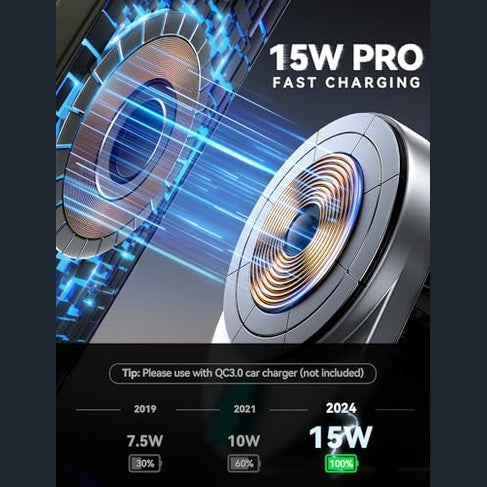 Joyroom - 15W MagSafe Car Charger, Ultra Magnetic Phone Holder, Fast Wireless Charging for iPhone 16/15/14/13/12