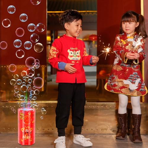 Boxob - 2pcs Fireworks Bubble Machine with Lights, Automatic Bubble Blower for Parties