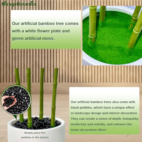 5.6ft Artificial Bamboo Tree with Tall White Planter - 4 Lifelike Natural Trunks & Silk Leaves, Realistic Faux Indoor Outdoor Plant for Home, Office, Living Room, Mall, Hotel, Garden Decor - Medaid International