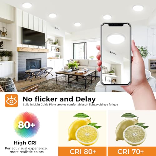 Slochi - Modern 6.5 Inch LED Flush Mount Light, 12W, 1200LM, 3 Color Temps