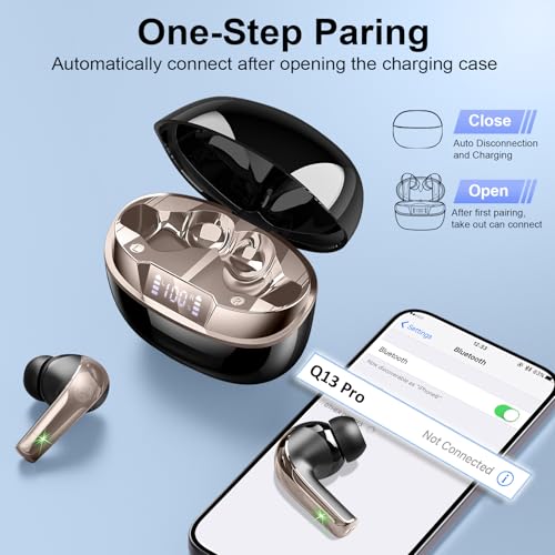 Aosrau - Bluetooth 5.4 Wireless Earbuds with HiFi Stereo, 47H Playtime, IP7 Waterproof