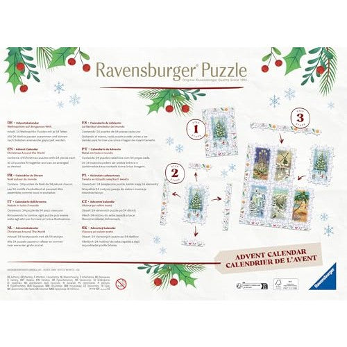 Ravensburger - Holiday Puzzle Advent Calendar - 24 Mini Jigsaw Puzzles with 1000+ Pieces - Unique Winter Scenes for Daily Christmas Surprises - Premium Quality - Ages 12+ - Medaid International